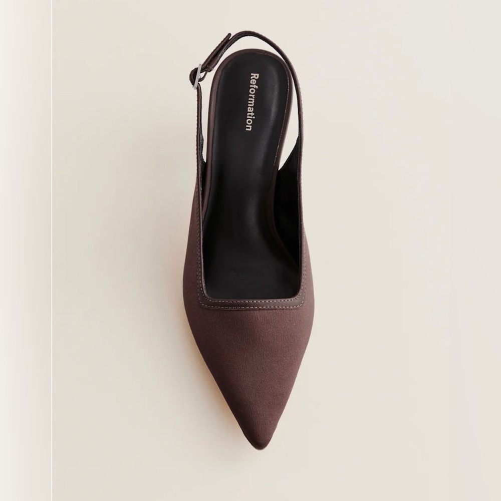 Reformation Walker Slingback Heels in Espresso Satin - Picture 5 of 12